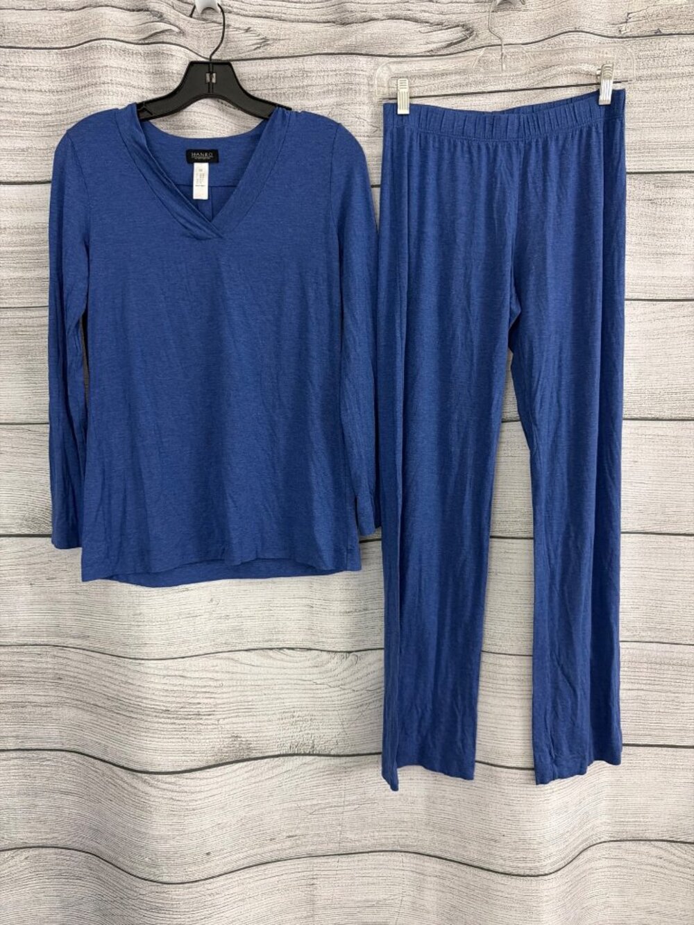 Hanro Blue Pajama Set With Long-Sleeve Top & Pants Size XS